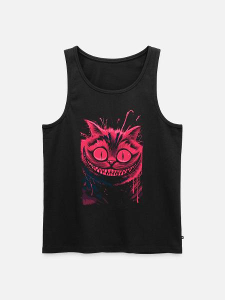 Cheshire Cat Neon – dark crazy cat art - Men's Premium Organic Tank Top - black