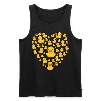 Yellow Rubber Ducks Heart Shape Cute Duck Lover - Men's Premium Organic Tank Top - black - Front - Michal (187cm)