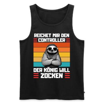 Funny Sloth Saying for Gamblers - Men's Premium Organic Tank Top - black - Front - Michal (187cm)