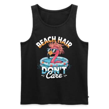 Cheveux de plage Don’t Care Flamingo Summer - Débardeur bio Premium Homme - noir - Devant - Michal (187cm)