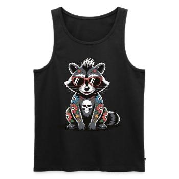 Cool Raccoon Tattoo Sunglasses Skull - Men's Premium Organic Tank Top - black - Front - AI Model Male 178 light (178cm)