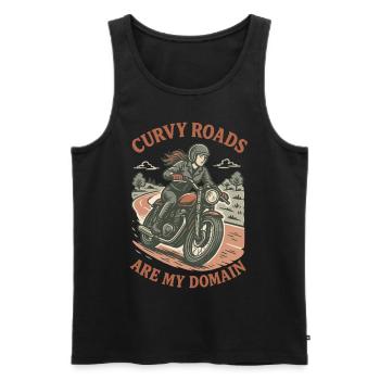 Curvy Roads Are My Domain Motorcycle Biker - Men's Premium Organic Tank Top - black - Front - AI Model Male 178 light (178cm)