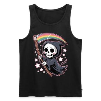 Cute Grim Reaper with Rainbow - Men's Premium Organic Tank Top - black - Front - AI Model Male 178 light (178cm)