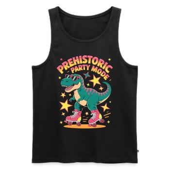 Dino on roller skates in prehistoric party mode - Men's Premium Organic Tank Top - black - Front - Michal (187cm)