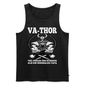 VA-THOR WIKINGER Vater Papa Viking Vatertag - Männer Premium Bio Tank Top - Schwarz - Vorne - AI Model Male 178 light (178cm)