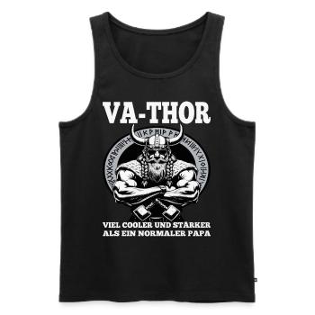 VA-THOR WIKINGER Vater Papa Viking Vatertag - Männer Premium Bio Tank Top - Schwarz - Vorne - AI Model Male 178 light (178cm)