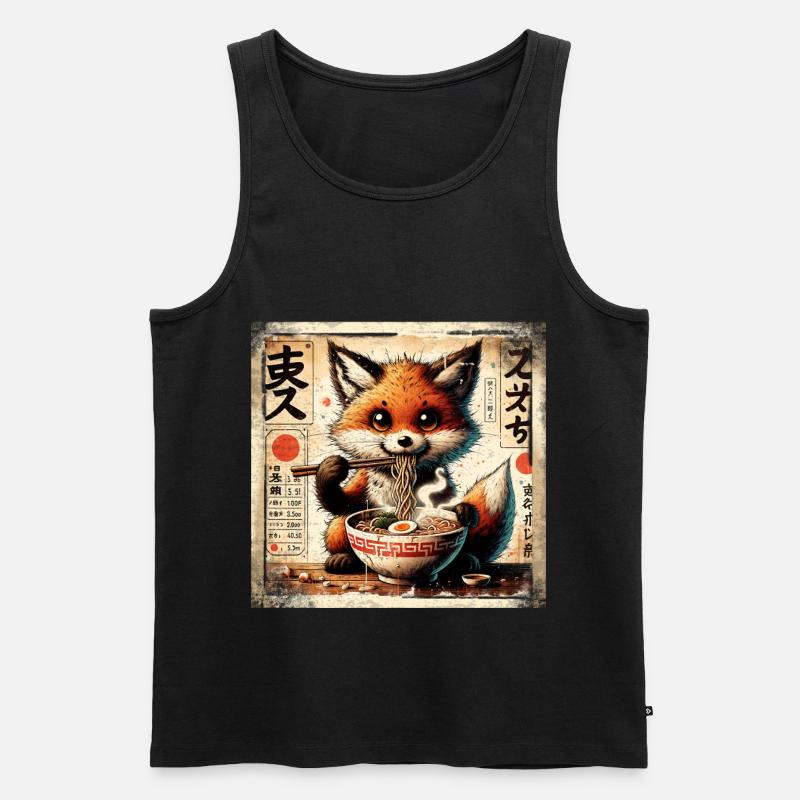 Ramen Fuchs - Männer Premium Bio Tank Top - Schwarz