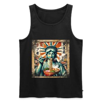 Statue of Liberty Ramen - Men's Premium Organic Tank Top - black - Front - AI Model Male 178 light (178cm)