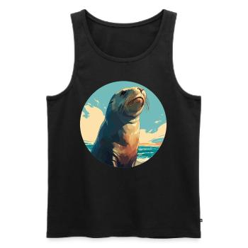 Sea Lions Sea Lion - Men's Premium Organic Tank Top - black - Front - AI Model Male 178 light (178cm)