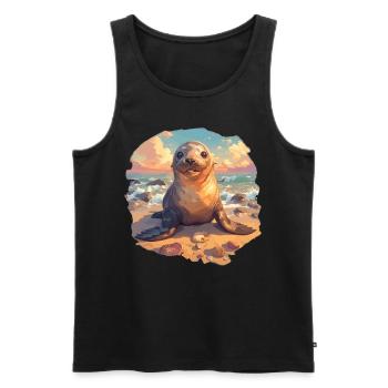 Sea Lions Sea Lion - Men's Premium Organic Tank Top - black - Front - AI Model Male 178 light (178cm)