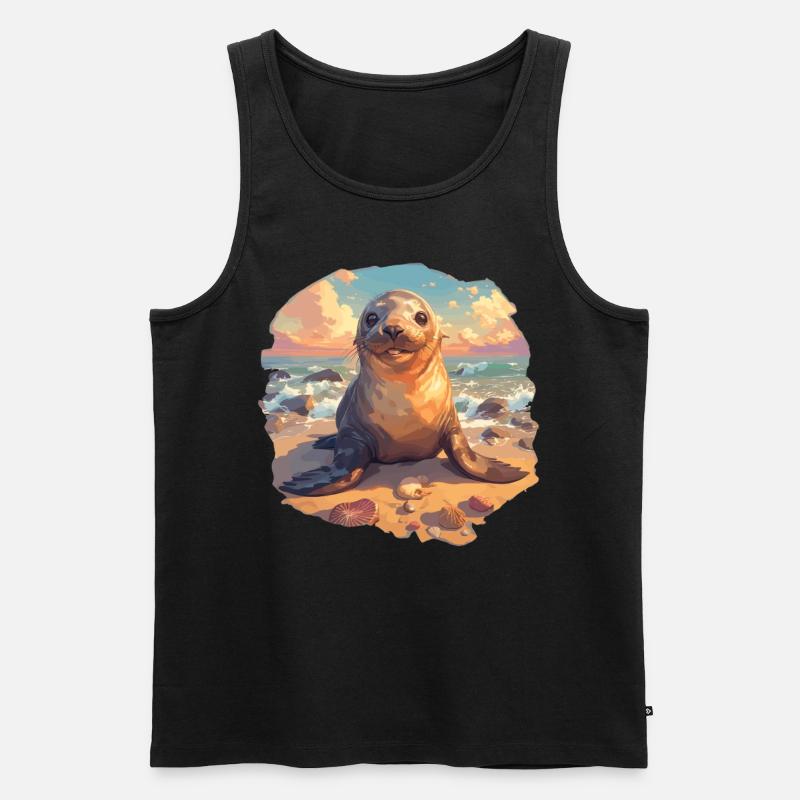 Seelöwen Seelöwe - Männer Premium Bio Tank Top - Schwarz