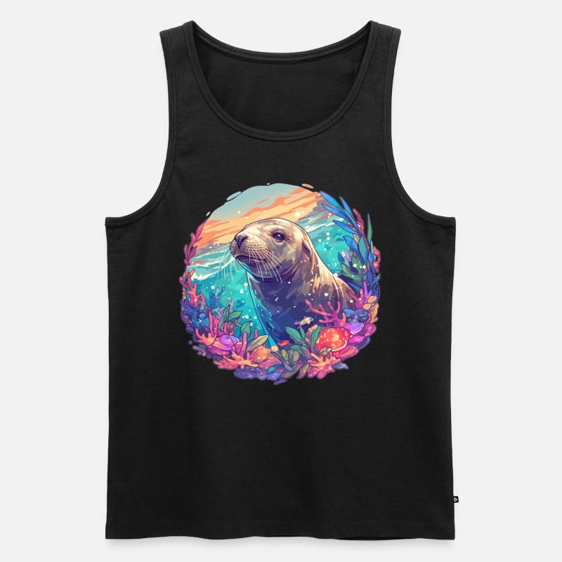 Seelöwen Seelöwe - Männer Premium Bio Tank Top - Schwarz
