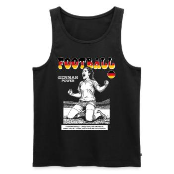 Deutscher Frauenfußball Shirt: Technik mit Herz - Männer Premium Bio Tank Top - Schwarz - Vorne - Michal (187cm)