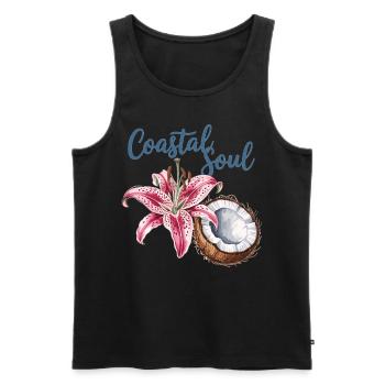 Küstenflair für die Seele, Kokosnuss & Blüte Shirt - Männer Premium Bio Tank Top - Schwarz - Vorne - AI Model Male 178 light (178cm)