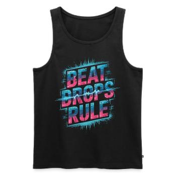 Beat Drops Rule Shirt - EDM Soundwave - Männer Premium Bio Tank Top - Schwarz - Vorne - AI Model Male 178 light (178cm)