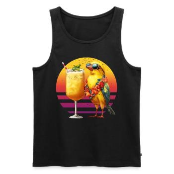 Kanarienvogel mit Pina Colada Hawaiianischer - Männer Premium Bio Tank Top - Schwarz - Vorne - AI Model Male 178 light (178cm)