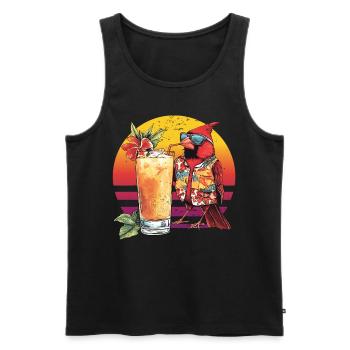 Roter Kardinal Vogel trinkt Pina Colada Hawaii - Männer Premium Bio Tank Top - Schwarz - Vorne - Michal (187cm)