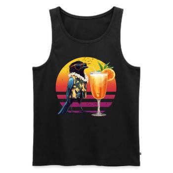 Elster Vogel Trinker Strand Cocktail Vintage Retro - Männer Premium Bio Tank Top - Schwarz - Vorne - AI Model Male 178 light (178cm)