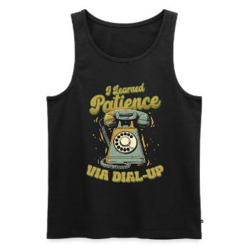 90er 80er I Learned Patience Via Dial Up - Männer Premium Bio Tank Top - Schwarz - Vorne - AI Model Male 178 light (178cm)