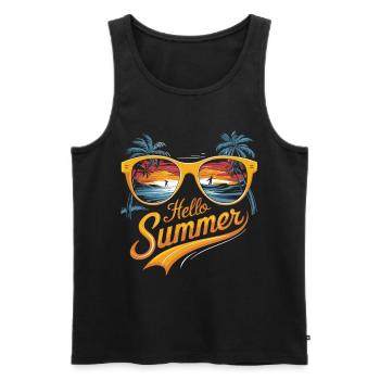 Hello Summer Sunglasses Shirt - Men's Premium Organic Tank Top - black - Front - AI Model Male 178 light (178cm)