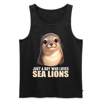 Sea Lions Sea Lion - Men's Premium Organic Tank Top - black - Front - Michal (187cm)