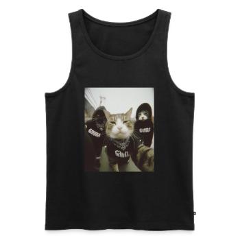 gangster chats rue style drôle Selfie motif - Débardeur bio Premium Homme - noir - Devant - Michal (187cm)