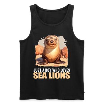 Sea Lions Sea Lion - Men's Premium Organic Tank Top - black - Front - AI Model Male 178 light (178cm)