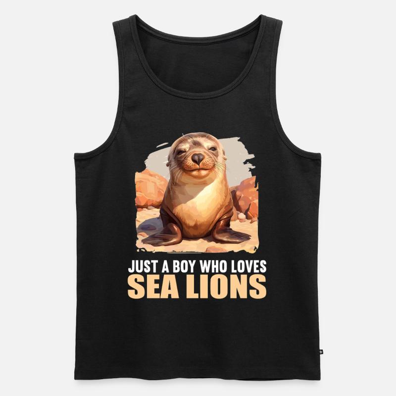 Seelöwen Seelöwe - Männer Premium Bio Tank Top - Schwarz