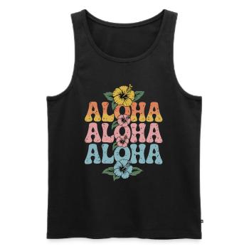 Aloha Tropische Blumen Retro Design - Männer Premium Bio Tank Top - Schwarz - Vorne - AI Model Male 178 light (178cm)