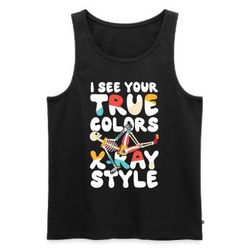 Je vois vos vraies couleurs squelette de style radiographie - Débardeur bio Premium Homme - noir - Devant - Michal (187cm)