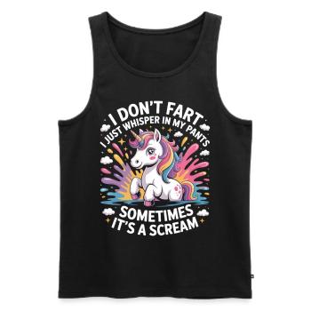 Drôle de Licorne Pet Chemise - Licorne avec dicton - Débardeur bio Premium Homme - noir - Devant - AI Model Male 178 light (178cm)