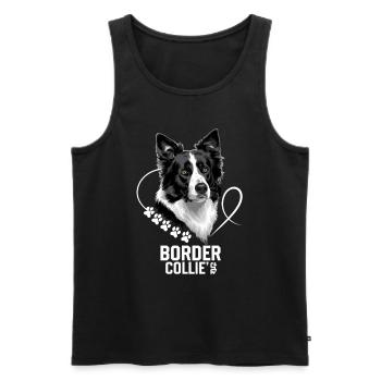 Elegant Border Collie with Paw Print - Men's Premium Organic Tank Top - black - Front - Michal (187cm)
