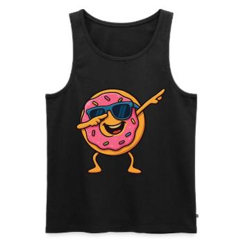 Funny Cool Dabbing Pose Cartoon Donut Dancing - Men's Premium Organic Tank Top - black - Front - AI Model Male 178 light (178cm)