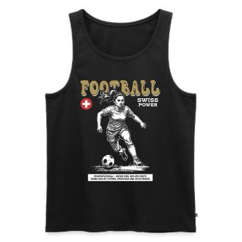 Schweizer Fußballspielerin Shirt: Kick mit Stil - Männer Premium Bio Tank Top - Schwarz - Vorne - Michal (187cm)