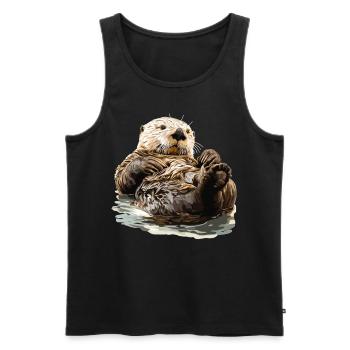 Loutre de mer - Débardeur bio Premium Homme - noir - Devant - AI Model Male 178 light (178cm)