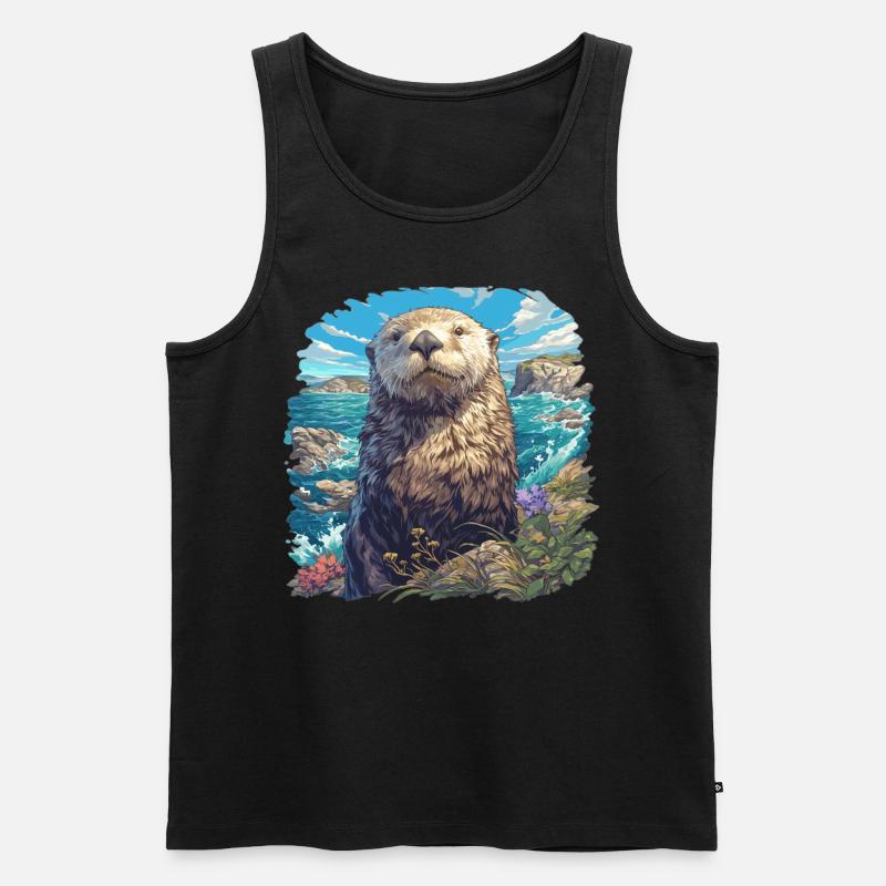 Seeotter - Männer Premium Bio Tank Top - Schwarz