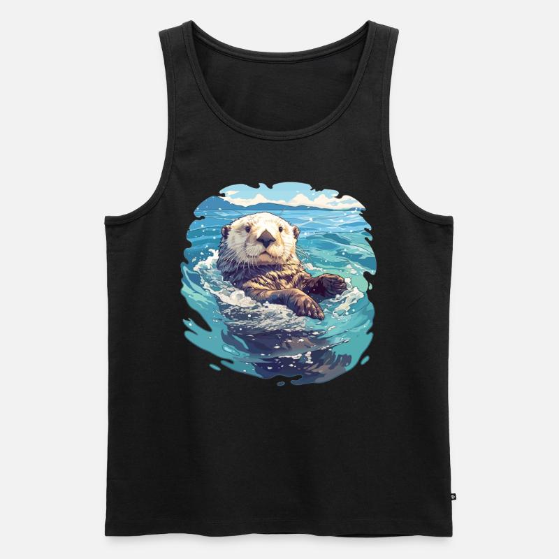 Seeotter - Männer Premium Bio Tank Top - Schwarz
