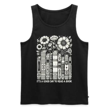 Bücherwurm Leseratte Buchliebhaber Lustiger Buch - Männer Premium Bio Tank Top - Schwarz - Vorne - AI Model Male 178 light (178cm)