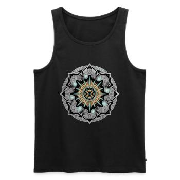 Mandala Sonne mit Spiralen Kunstwerk - Männer Premium Bio Tank Top - Schwarz - Vorne - AI Model Male 178 light (178cm)