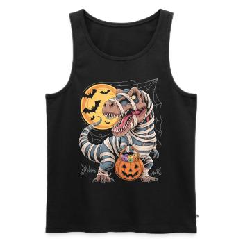 Halloween T-Rex - Spooky T-Rex with Pumpkin - Men's Premium Organic Tank Top - black - Front - AI Model Male 178 light (178cm)
