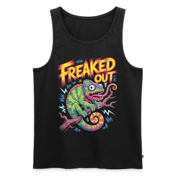 Freaked Out Chameleon Shirt - Men's Premium Organic Tank Top - black - Front - AI Model Male 178 light (178cm)