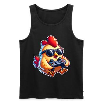 Gamer Gamer Poulet Poulets - Débardeur bio Premium Homme - noir - Devant - AI Model Male 178 light (178cm)