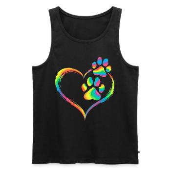 Arc en ciel coeur patte impression amour animal - Débardeur bio Premium Homme - noir - Devant - Michal (187cm)