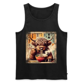 Ramen Highland Cow Grunge Poster Style - Men's Premium Organic Tank Top - black - Front - AI Model Male 178 light (178cm)
