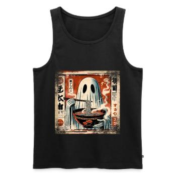 Ramen Ghost Grunge Poster Style - Men's Premium Organic Tank Top - black - Front - AI Model Male 178 light (178cm)