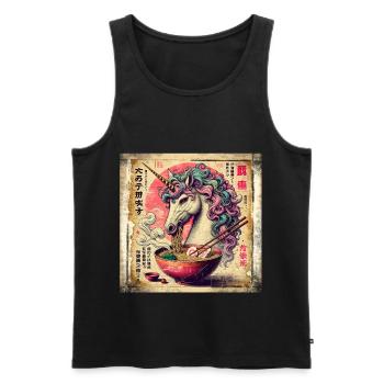 Ramen Unicorn Grunge Poster Style - Men's Premium Organic Tank Top - black - Front - AI Model Male 178 light (178cm)