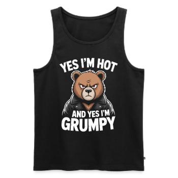 mürrischer Bär - Ja, ich bin heiß & grummelig - Männer Premium Bio Tank Top - Schwarz - Vorne - AI Model Male 178 light (178cm)