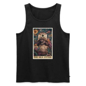 Loutre de mer - Débardeur bio Premium Homme - noir - Devant - AI Model Male 178 light (178cm)