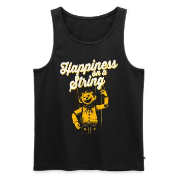Puppenspieler Bauchredner Happiness On A String - Männer Premium Bio Tank Top - Schwarz - Vorne - Michal (187cm)
