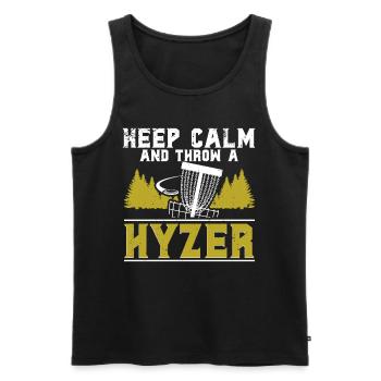 Disc Golf Discgolf Keep Calm And Throw A Hyzer - Men's Premium Organic Tank Top - black - Front - Michal (187cm)